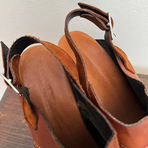 70s Style Platform Suede Heel Cognac Charles David Size 9-9.5 - Picture 4 of 7